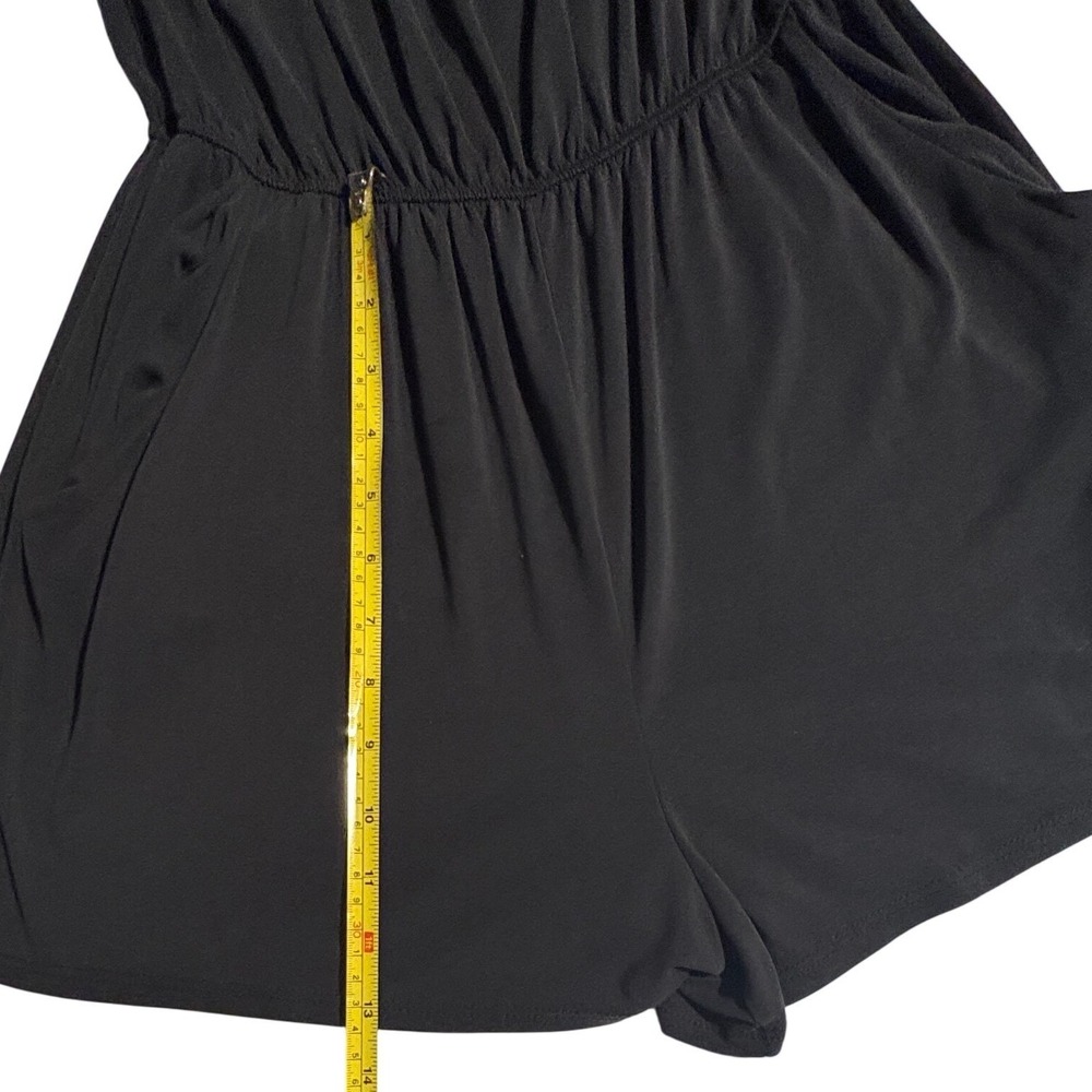 Soft Black Off The Shoulder Bell Sleeve Romper Shorts with Pockets Women S - Picture 5 of 10